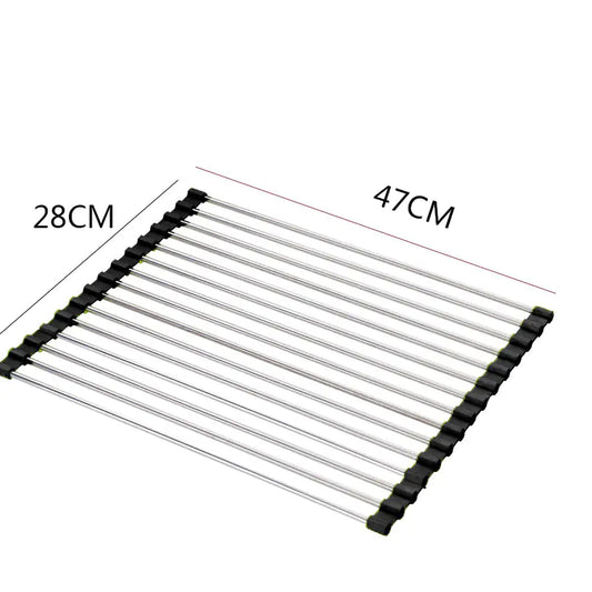 Escurreplatos Plegable de Acero Inoxidable – Cocina Ordenada y Elegante