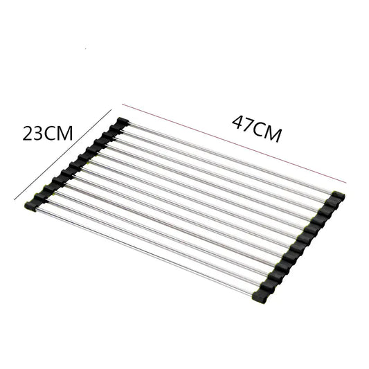 Escurreplatos Plegable de Acero Inoxidable – Cocina Ordenada y Elegante